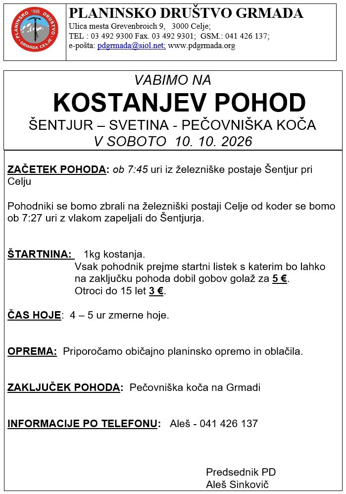 Kostanjev pohod 2026
